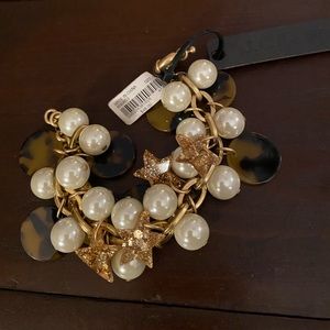 J Crew Gold Star, Pearl and Tortoise Bracelet New with Tags
